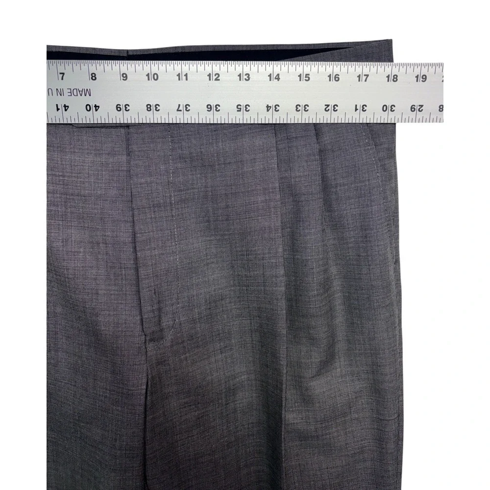 Hart Schaffner Marx 42R 36x32 Gray Micro Nailhead 2pc Pant Suit Pleated USA Wool